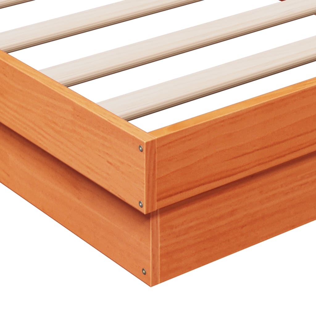vidaXL Estructura de cama LED madera maciza pino marrón cera 90x200 cm