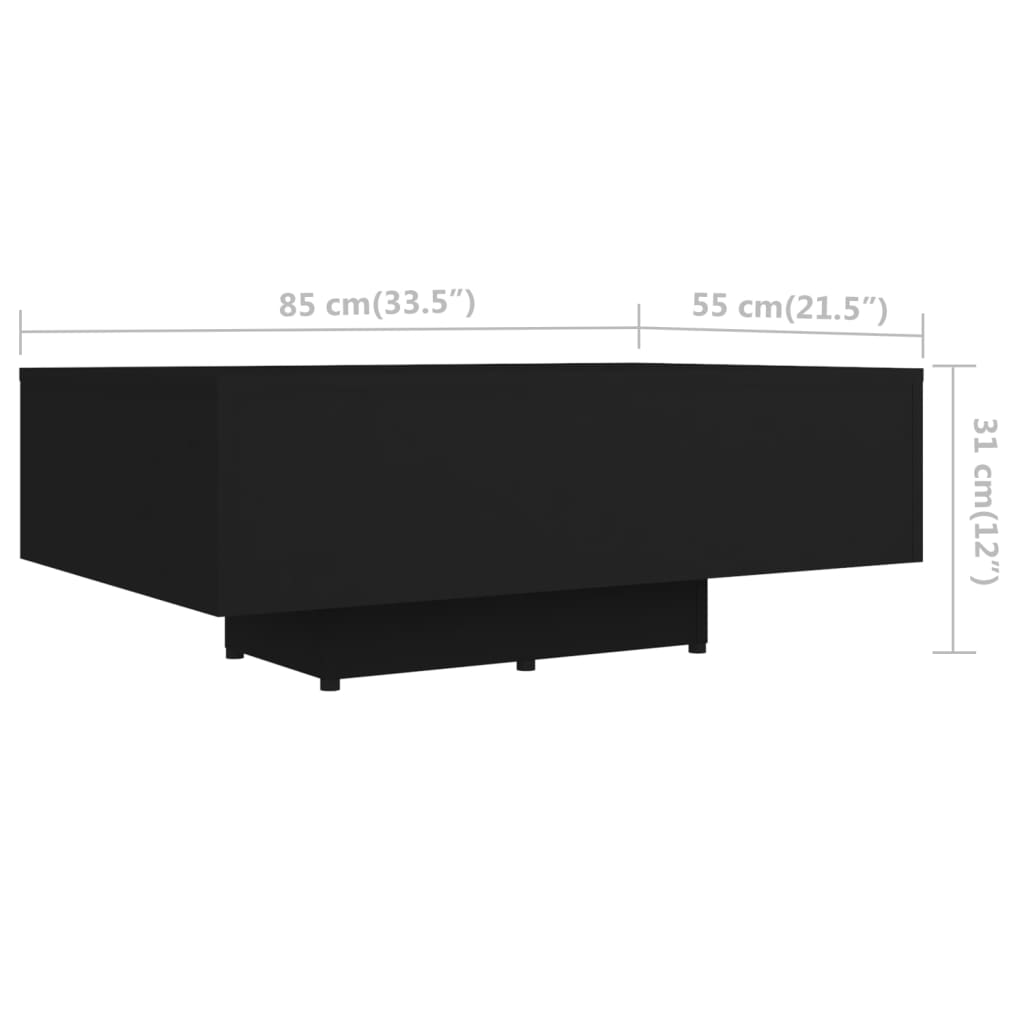 vidaXL Mesa de centro madera contrachapada negro 85x55x31 cm