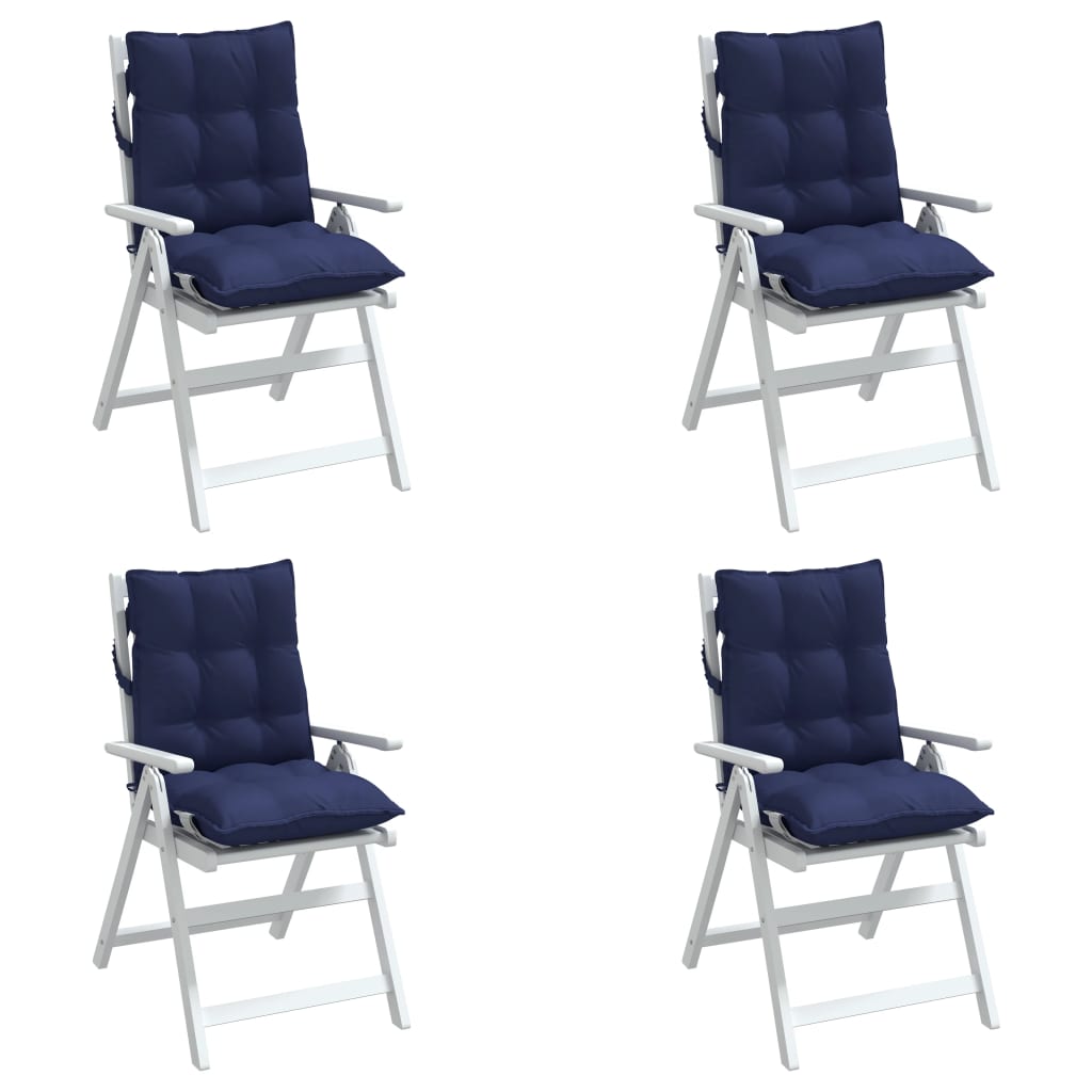 vidaXL Cojines para silla respaldo bajo 4 uds tela Oxford azul marino