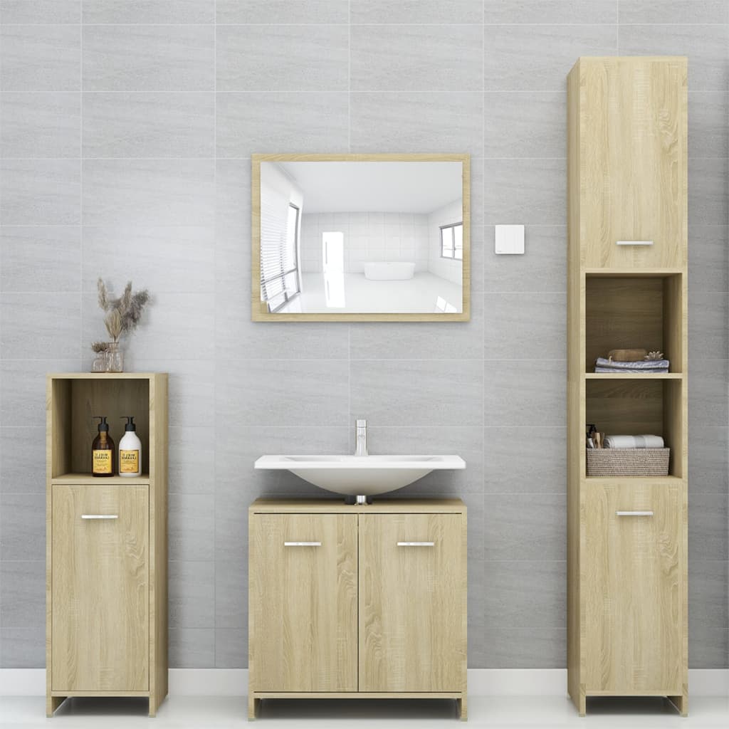 vidaXL Armario de baño madera contrachapada color roble 30x30x95 cm
