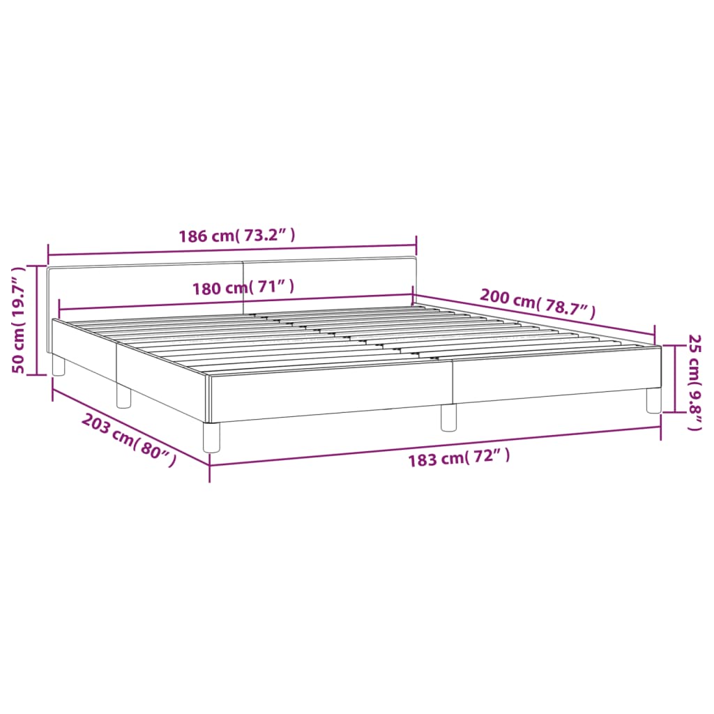 vidaXL Estructura de cama cabecero cuero sintético blanco 180x200 cm