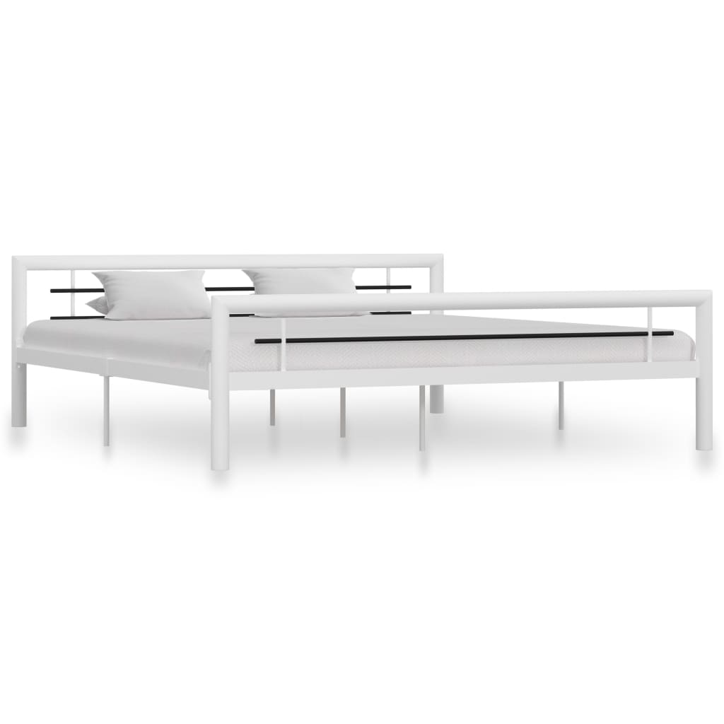 vidaXL Estructura de cama de metal blanco y negro 180x200 cm