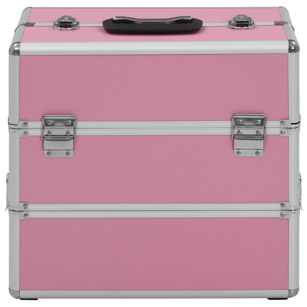 vidaXL Maletín de maquillaje 37x24x35 cm aluminio rosa