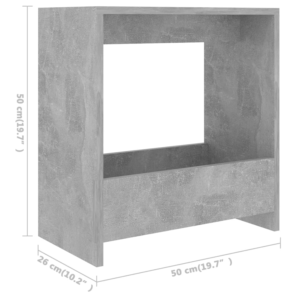 vidaXL Mesa auxiliar de madera contrachapada gris hormigón 50x26x50 cm