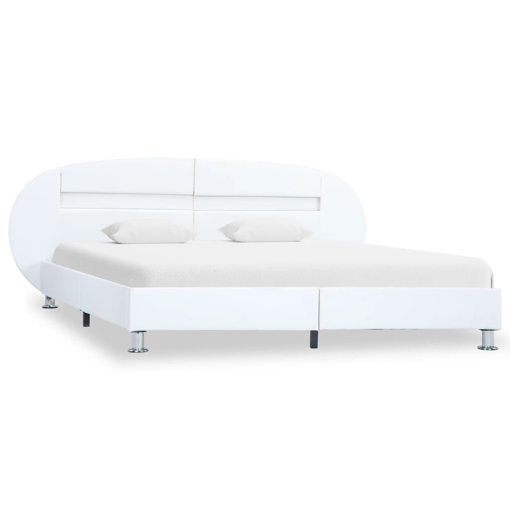 vidaXL Estructura de cama con LED cuero sintético blanco 160x200 cm