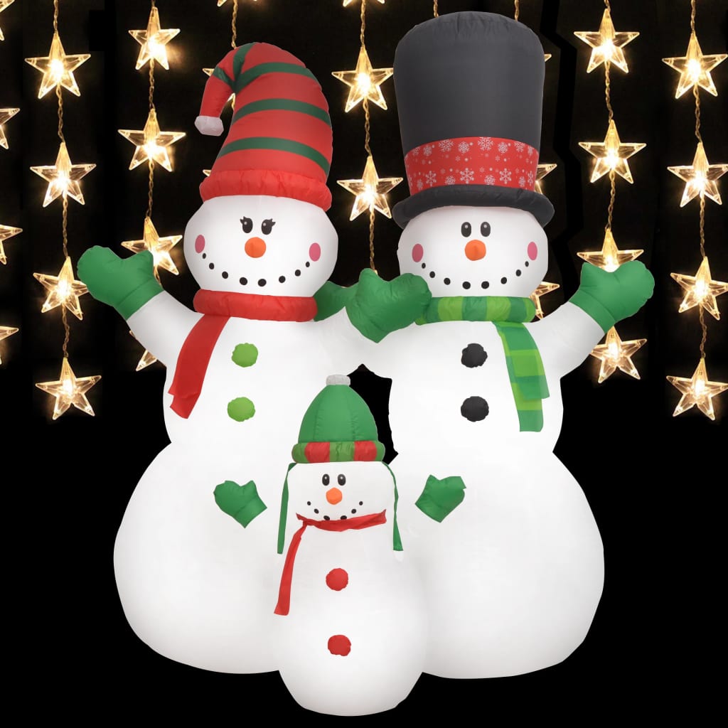 vidaXL Familia de muñecos de nieve inflables con LED 240 cm