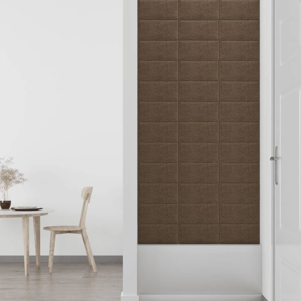 vidaXL Paneles de pared 12 uds tela marrón 30x15 cm 0,54 m²