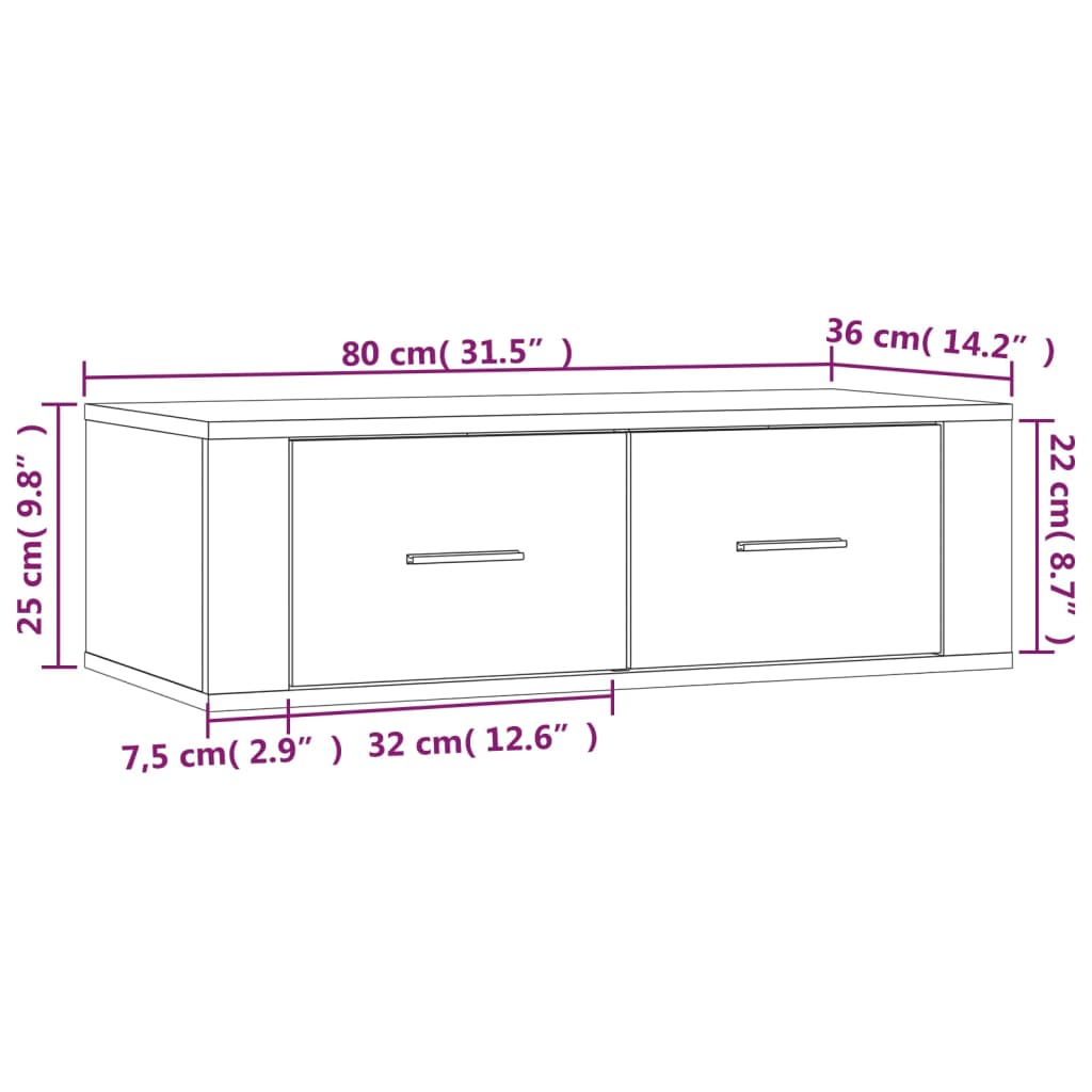 vidaXL Mueble de TV colgante madera contrachapada blanco 80x36x25 cm