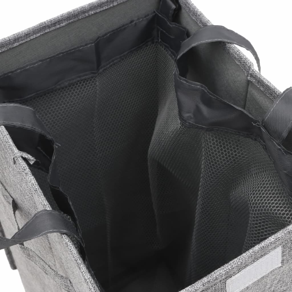 vidaXL Cesto ropa sucia plegable lino sintético gris 26x34,5x59,5 cm
