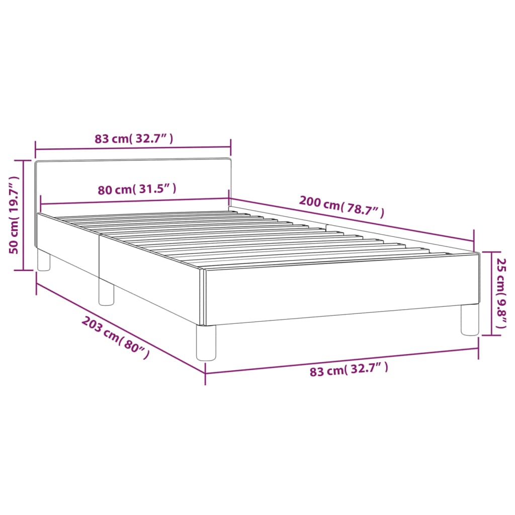 vidaXL Estructura de cama con cabecero cuero sintético blanco 80x200cm