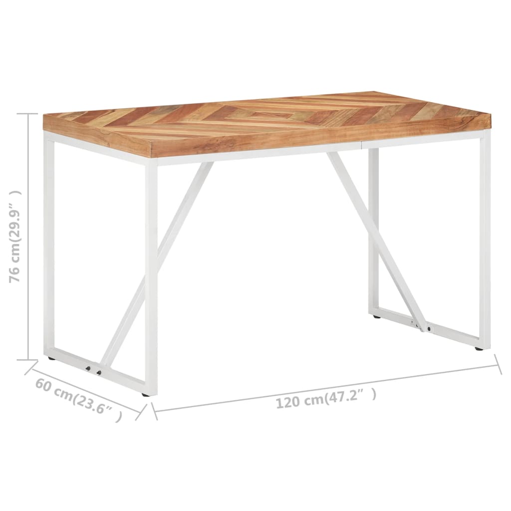 vidaXL Mesa de comedor madera maciza de acacia y mango 120x60x76 cm