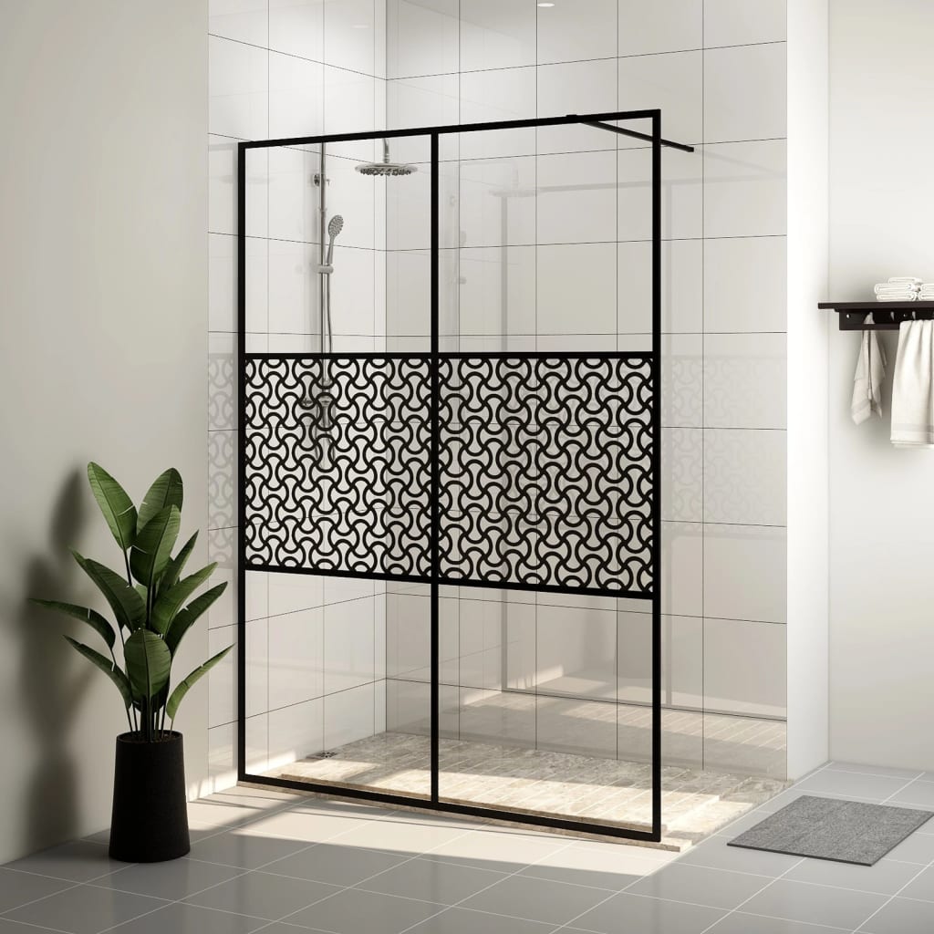 vidaXL Mampara de ducha accesible vidrio ESG claro negro 140x195 cm