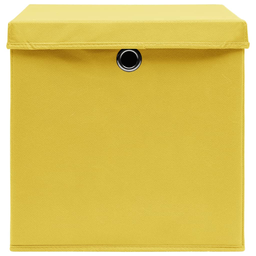 vidaXL Cajas de almacenaje con tapas 10 uds amarillo 28x28x28 cm