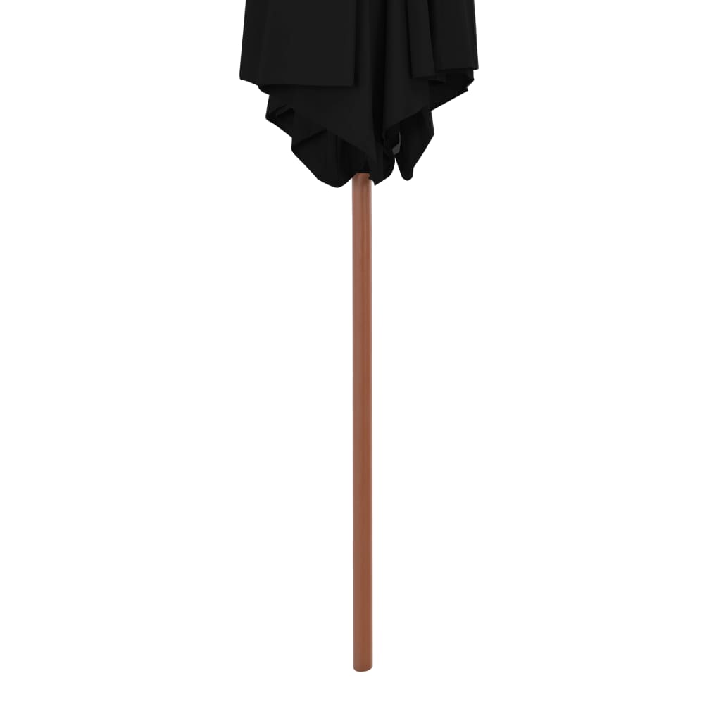vidaXL Sombrilla de jardín con palo de madera negra 270 cm