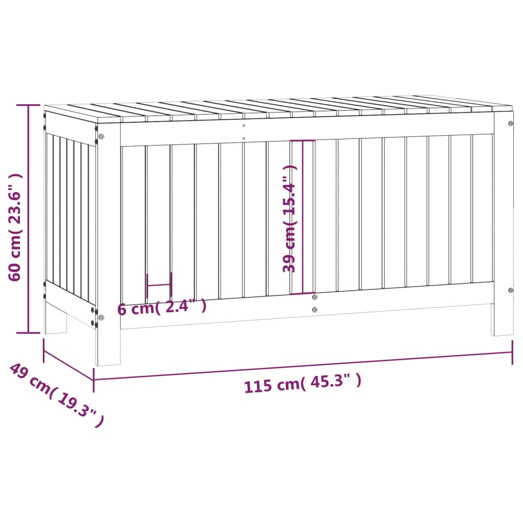 vidaXL Caja de almacenaje jardín madera de pino gris 115x49x60 cm