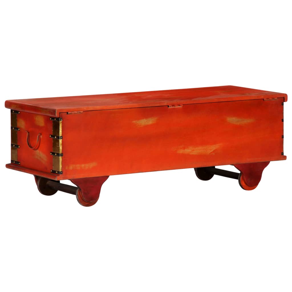 vidaXL Caja de almacenaje de madera maciza de acacia 110x40x40 cm rojo