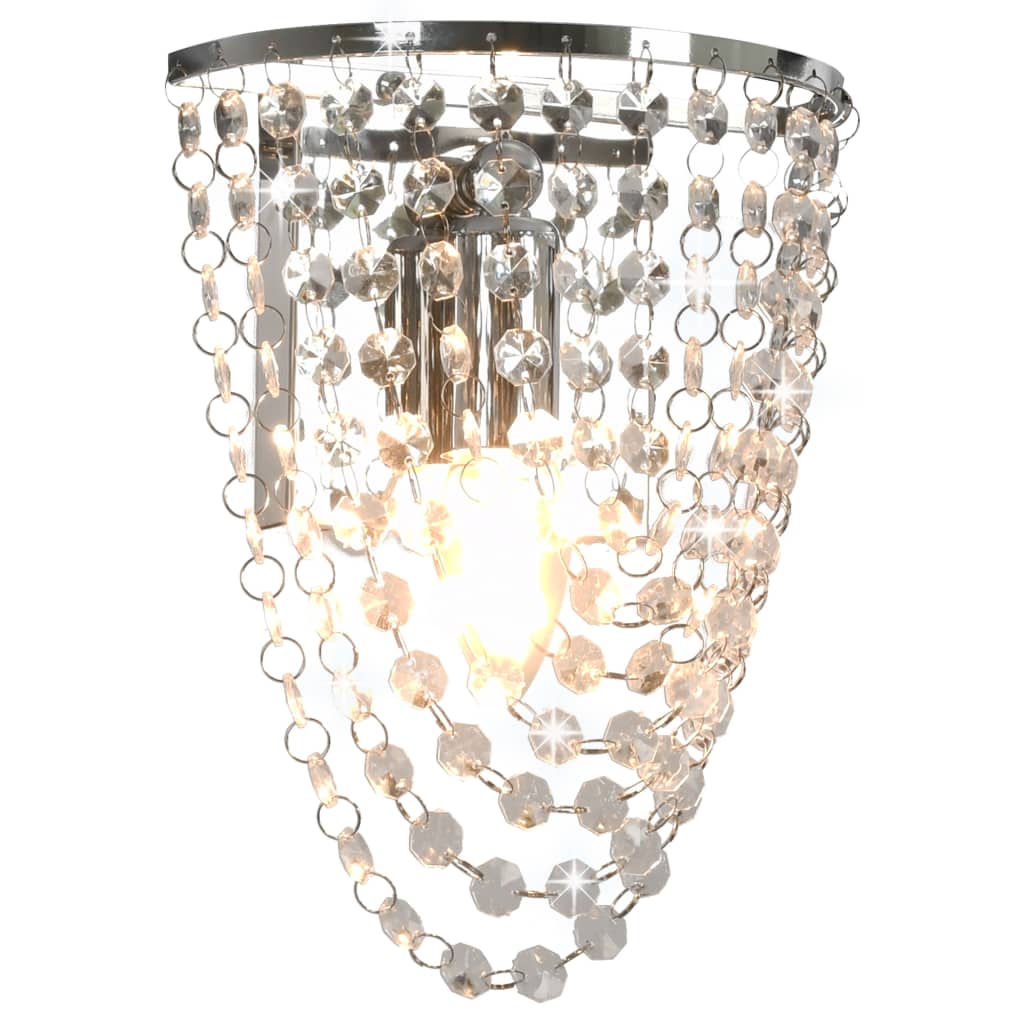 vidaXL Lámpara de pared con cuentas cristal plateado ovalada E14