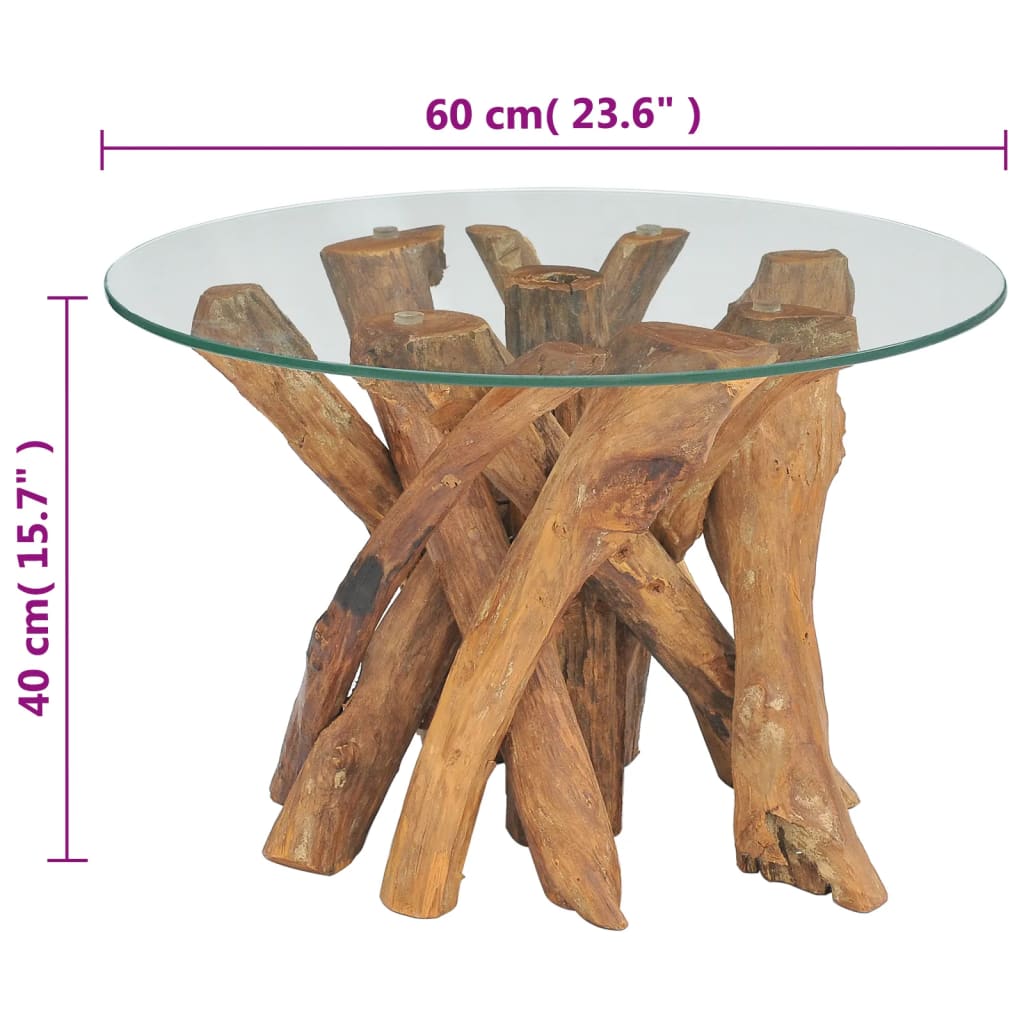 vidaXL Mesa de centro de madera maciza de teca 60 cm