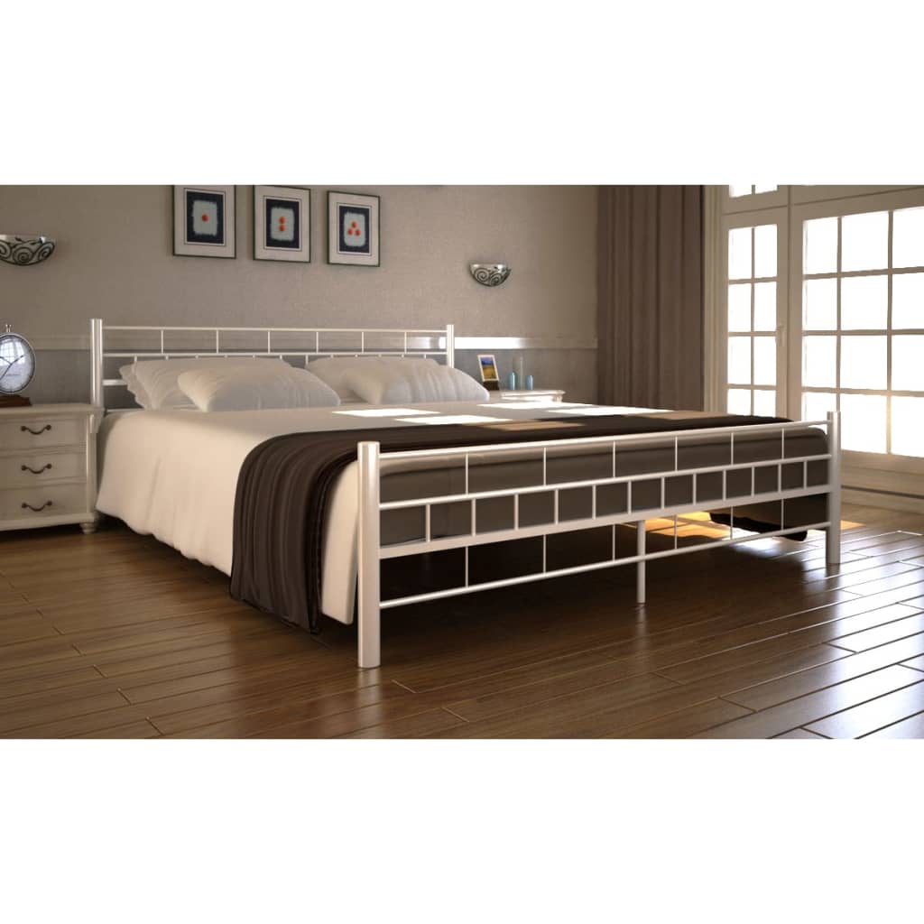 vidaXL Estructura de cama de matrimonio 160x200 cm blanca metal