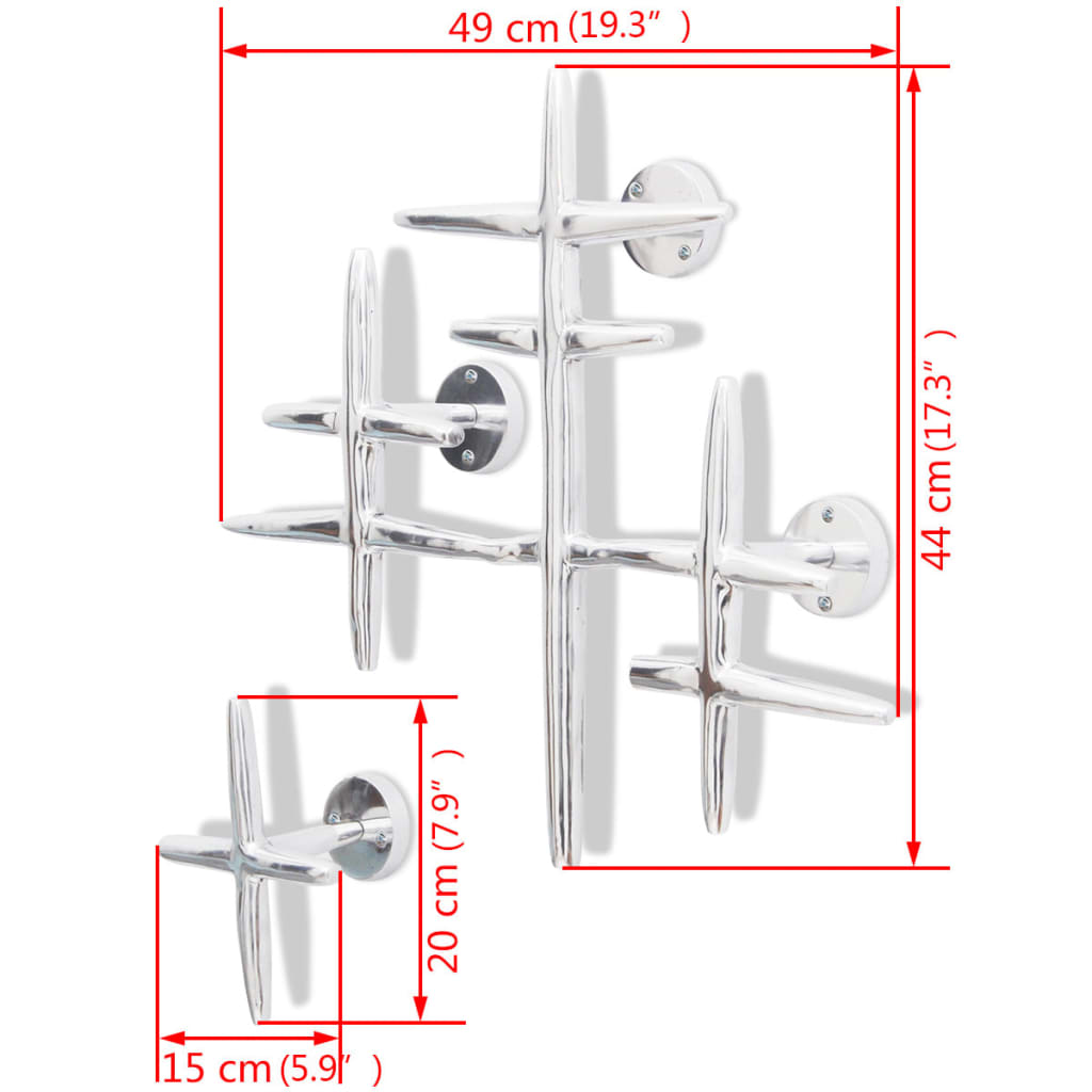 Colgadores de aluminio con ganchos para ropa (2 unidades, Plateados)