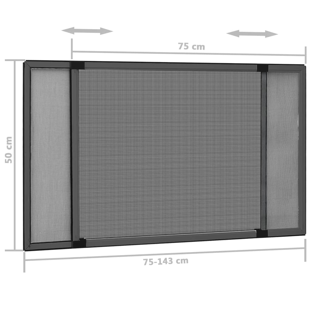 vidaXL Mosquitera extensible de ventanas gris antracita (75-143)x50 cm