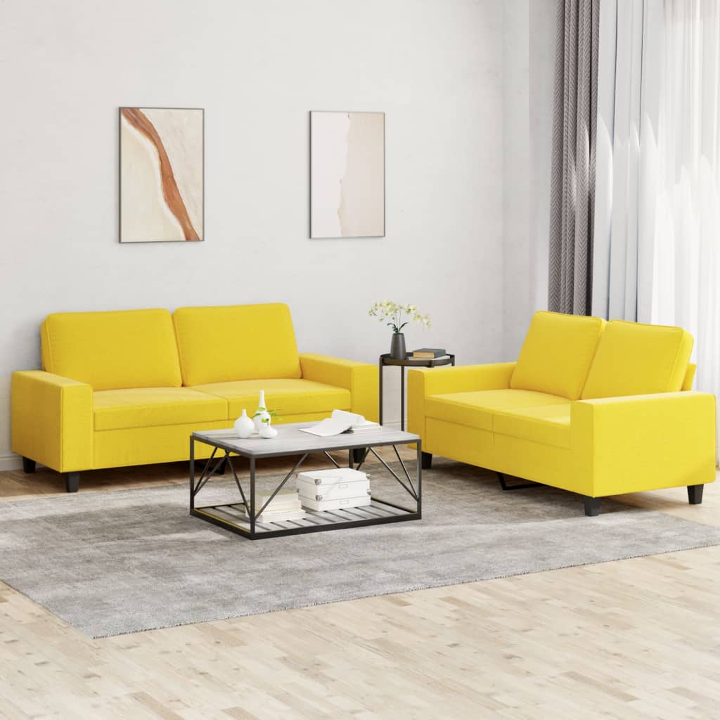 vidaXL Juego de sofás 2 piezas tela amarillo claro