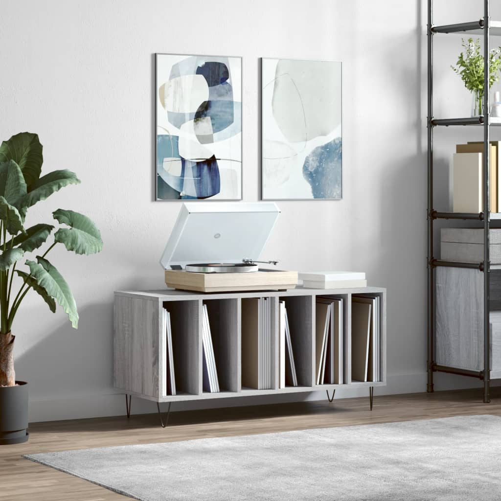 vidaXL Mueble para discos madera contrachapada gris Sonoma 100x38x48cm