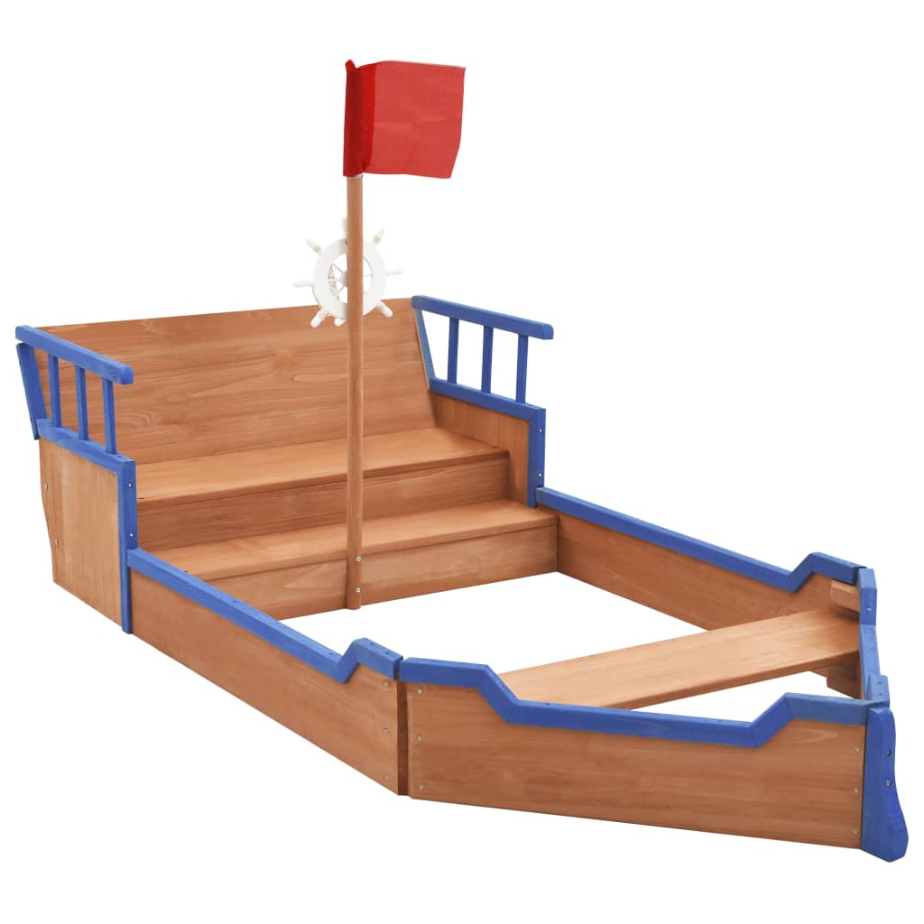 vidaXL Arenero en forma de barco pirata madera de abeto 190x94,5x101cm