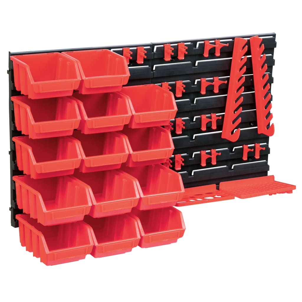 vidaXL Kit de cajas de almacenaje 39 pzas paneles de pared rojo negro