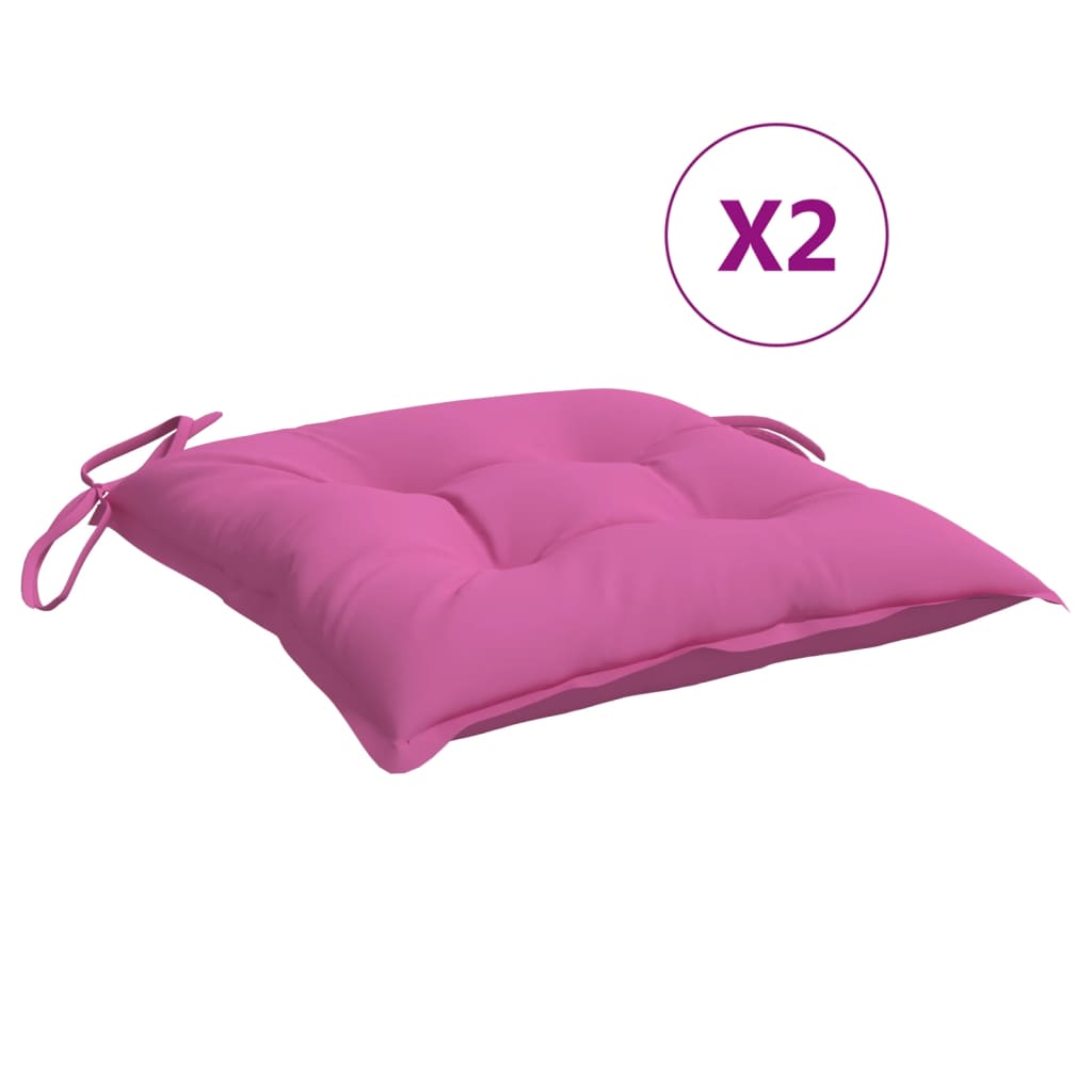 vidaXL Cojines para silla 2 unidades tela rosa 40x40x7 cm