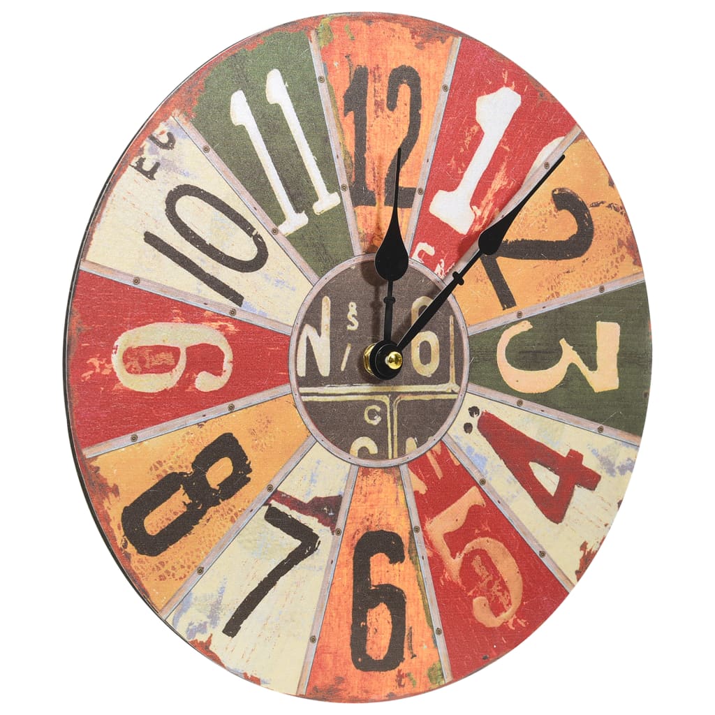 325173 vidaXL Wall Clock Multicolour 30 cm MDF