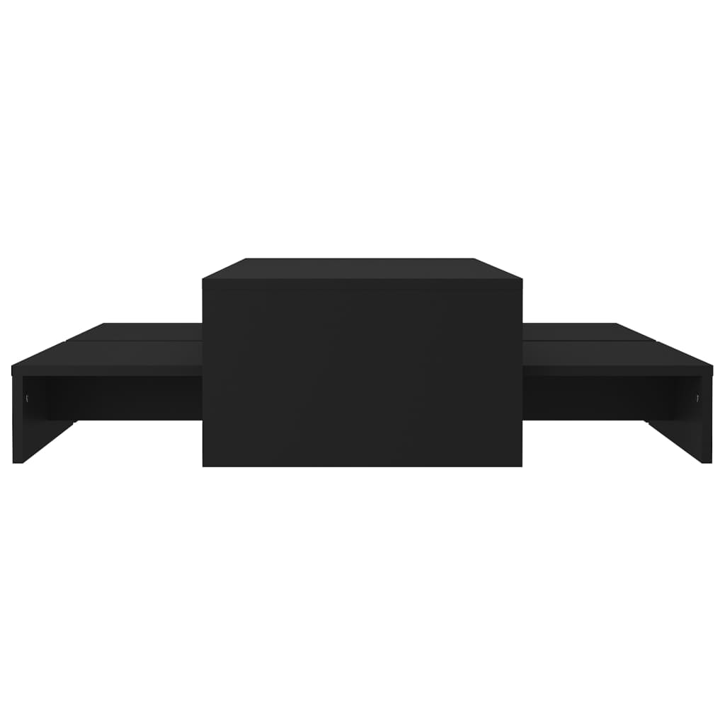 vidaXL Mesa de centro apilable contrachapada negro 100x100x26,5 cm