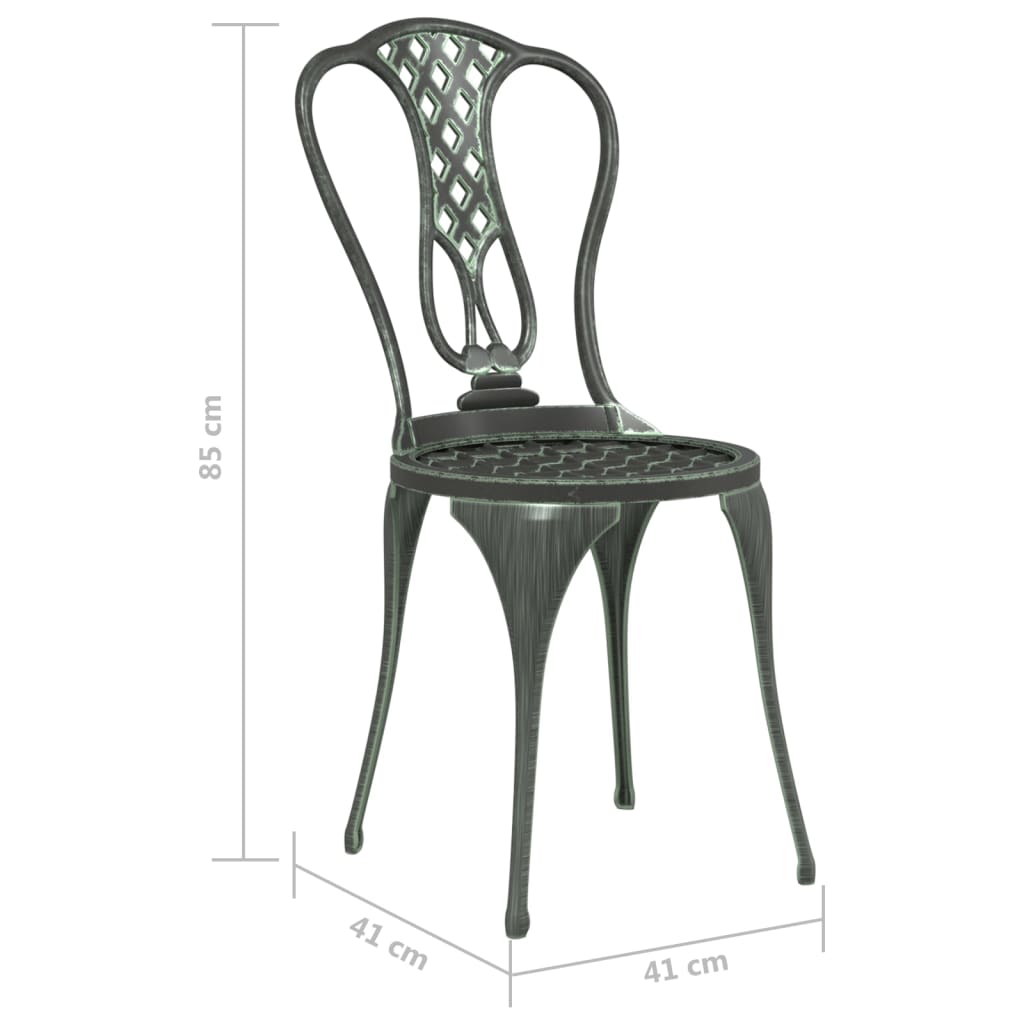 vidaXL Mesa y sillas bistró de jardín 3 pzas aluminio fundido verde