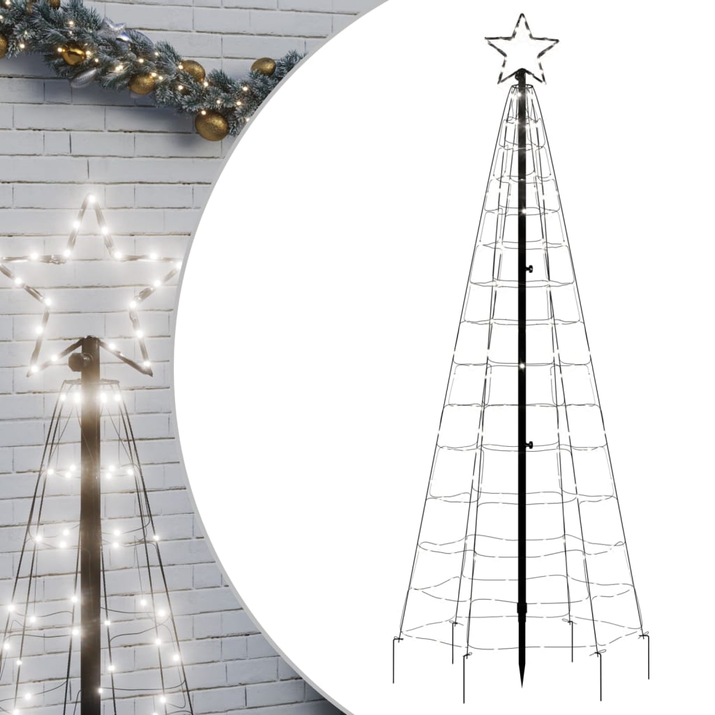 vidaXL Árbol de Navidad cono con estacas 220 LEDs blanco frío 180 cm