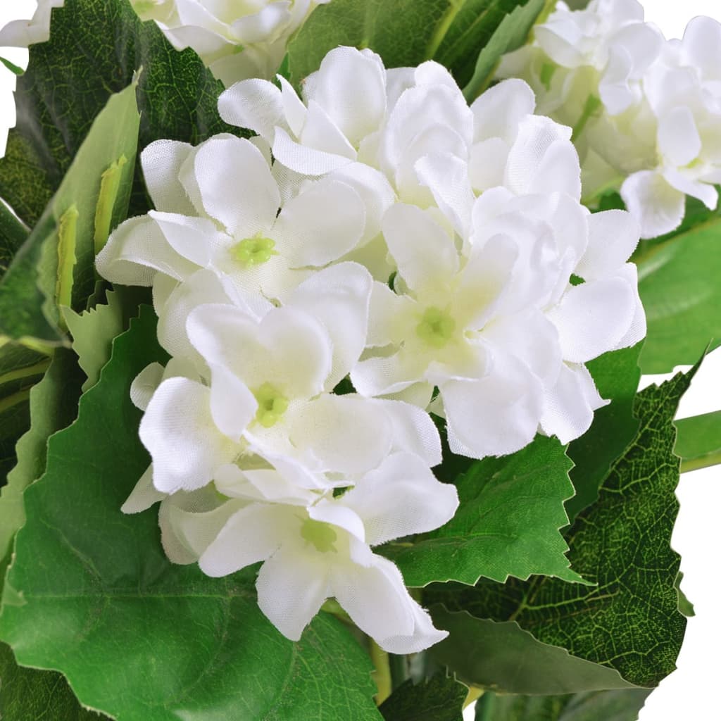 vidaXL Planta artificial hortensia con macetero 60 cm blanca