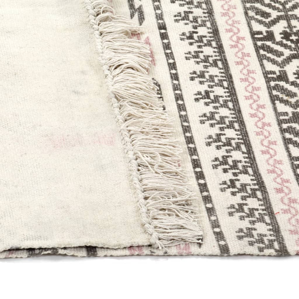 vidaXL Alfombra de algodón Kilim con estampado gris/rosa 120x180 cm