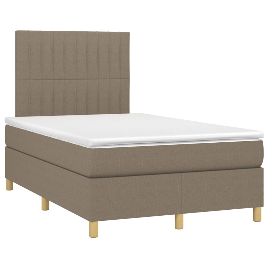 vidaXL Cama box spring con colchón y LED tela gris taupe 120x200 cm