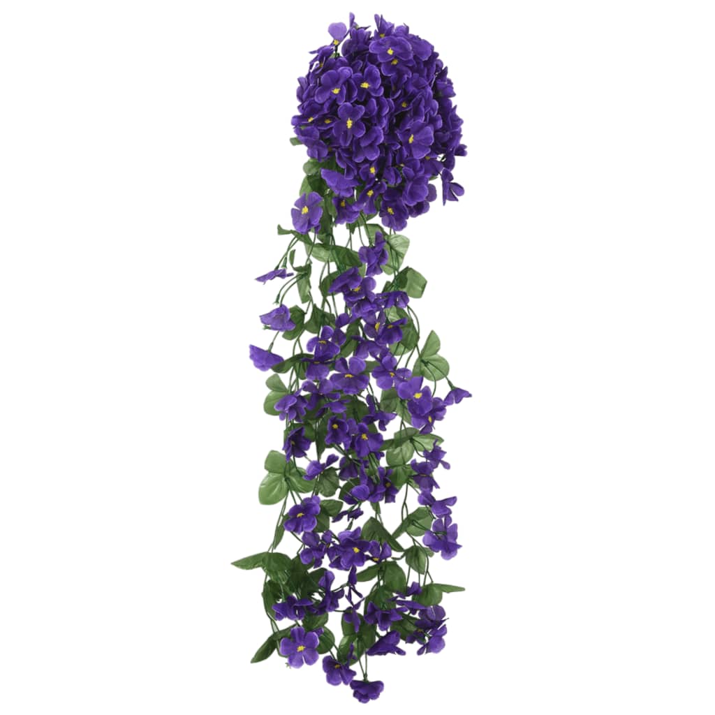 vidaXL Guirnaldas de flores artificiales 3 uds morado oscuro 85 cm