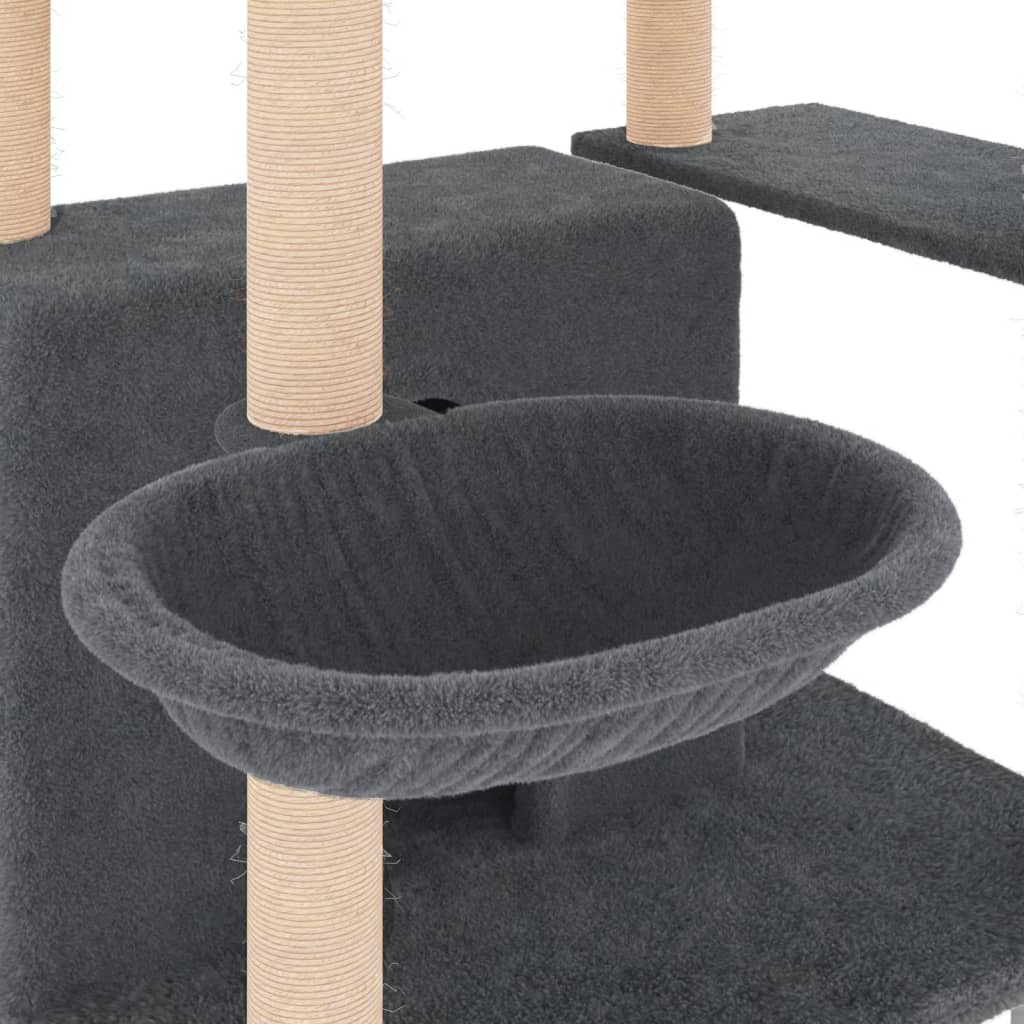 vidaXL Rascador para gatos con postes de sisal gris oscuro 166 cm
