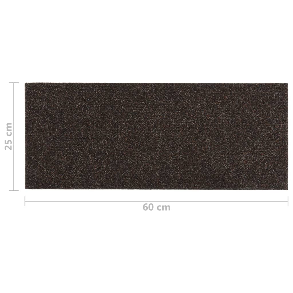 vidaXL Alfombrilla autoadhesiva escalera 15 uds marrón oscuro 60x25 cm