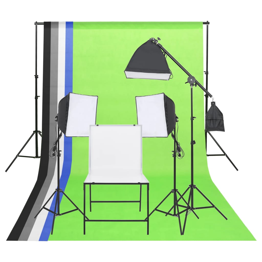 vidaXL Kit de iluminación de estudio fotográfico con mesa para bodegón