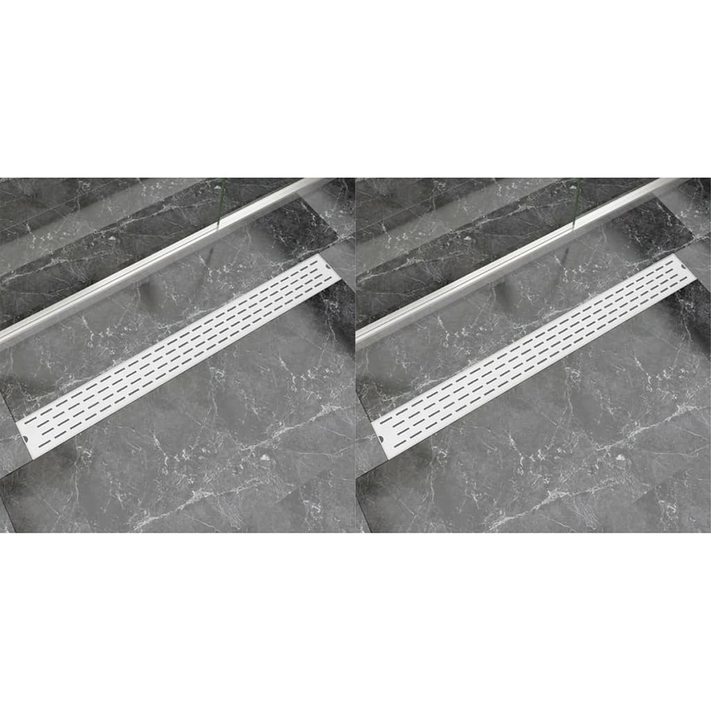 vidaXL Desagüe lineal de ducha 2 piezas 1030x140 mm acero inoxidable