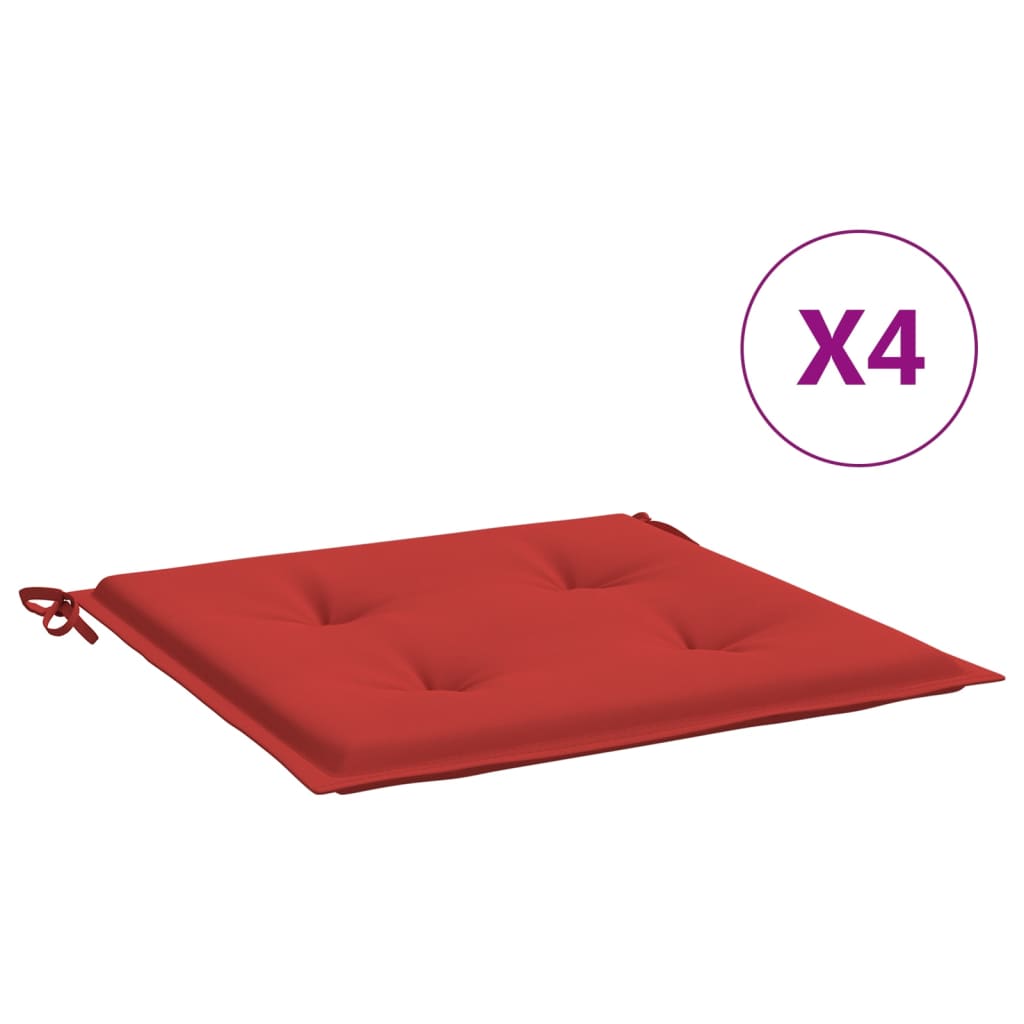 vidaXL Cojines para sillas de jardín 4 unidades rojo 40x40x3 cm