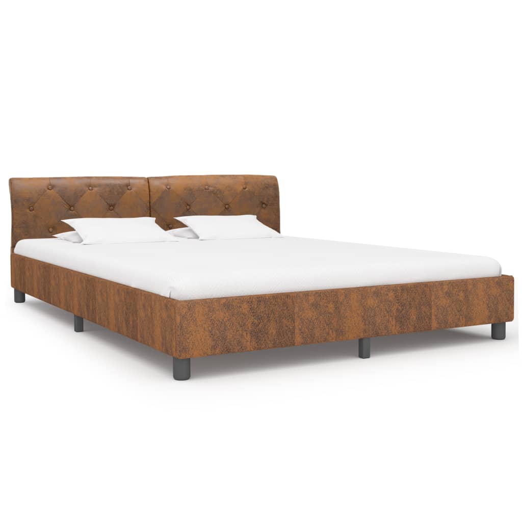 vidaXL Estructura de cama de piel de ante artificial marrón 160x200 cm