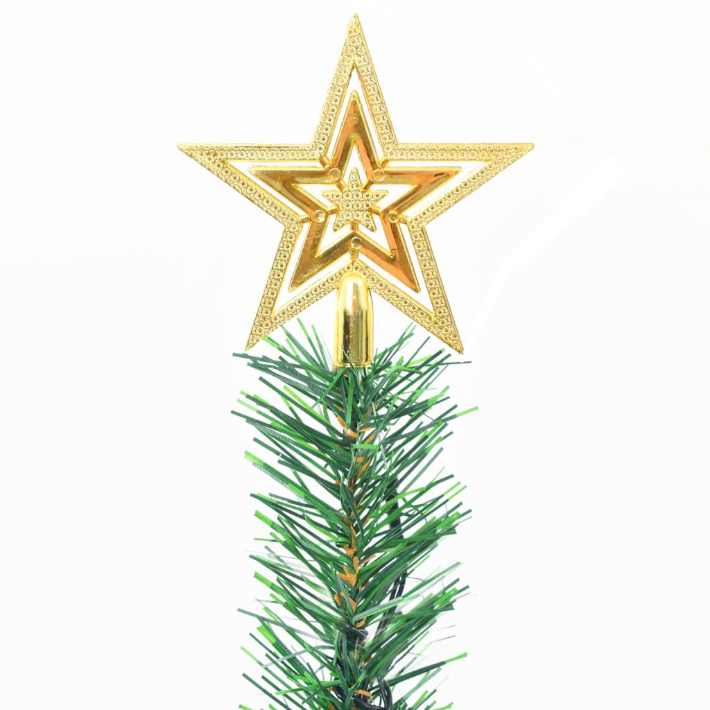 vidaXL Árbol de Navidad preiluminado con luces y bolas verde 64 cm