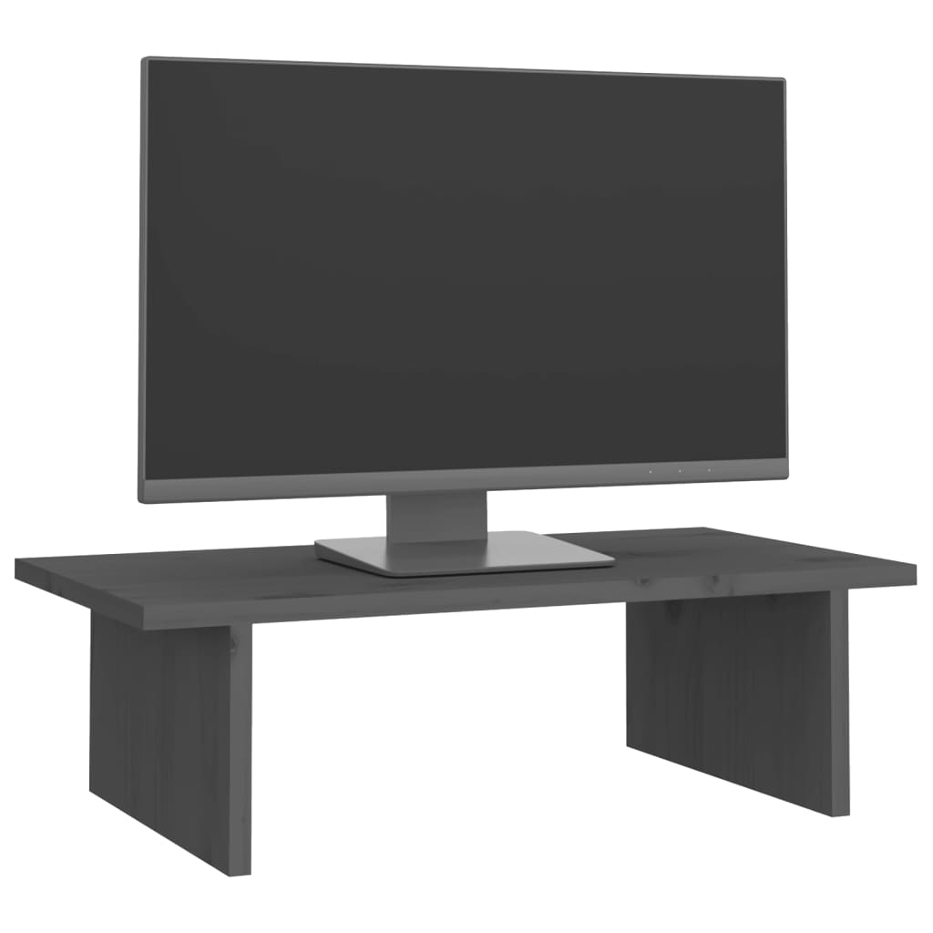 vidaXL Soporte de monitor madera maciza de pino gris 50x27x15 cm