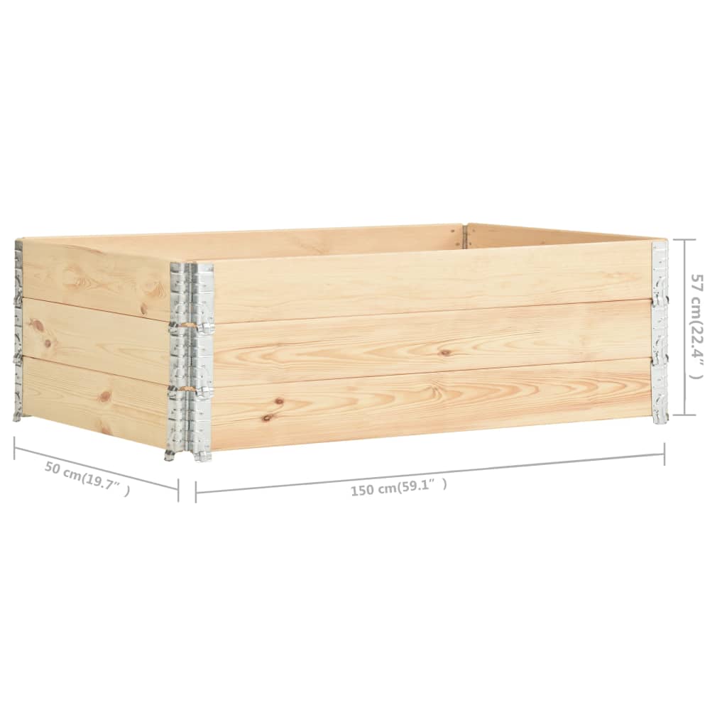 vidaXL Caja de palés 3 unidades madera maciza de pino 50x150 cm