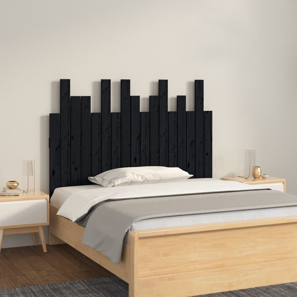 vidaXL Cabecero de cama de pared madera maciza pino negro 108x3x80 cm