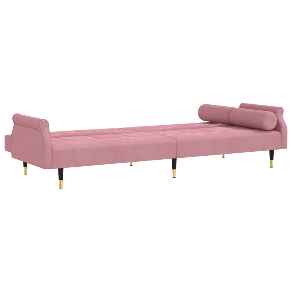 vidaXL Sofá cama con cojines terciopelo rosa