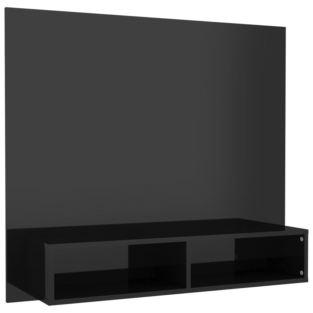 vidaXL Mueble TV de pared contrachapado negro brillante 102x23,5x90 cm